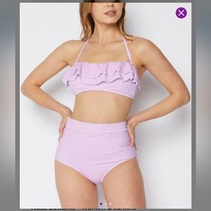 Marina West pink seersucker high waist bikini set size M NWT